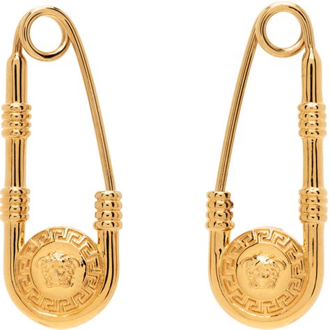 versace gold earrings hoops|safety pin earrings versace.